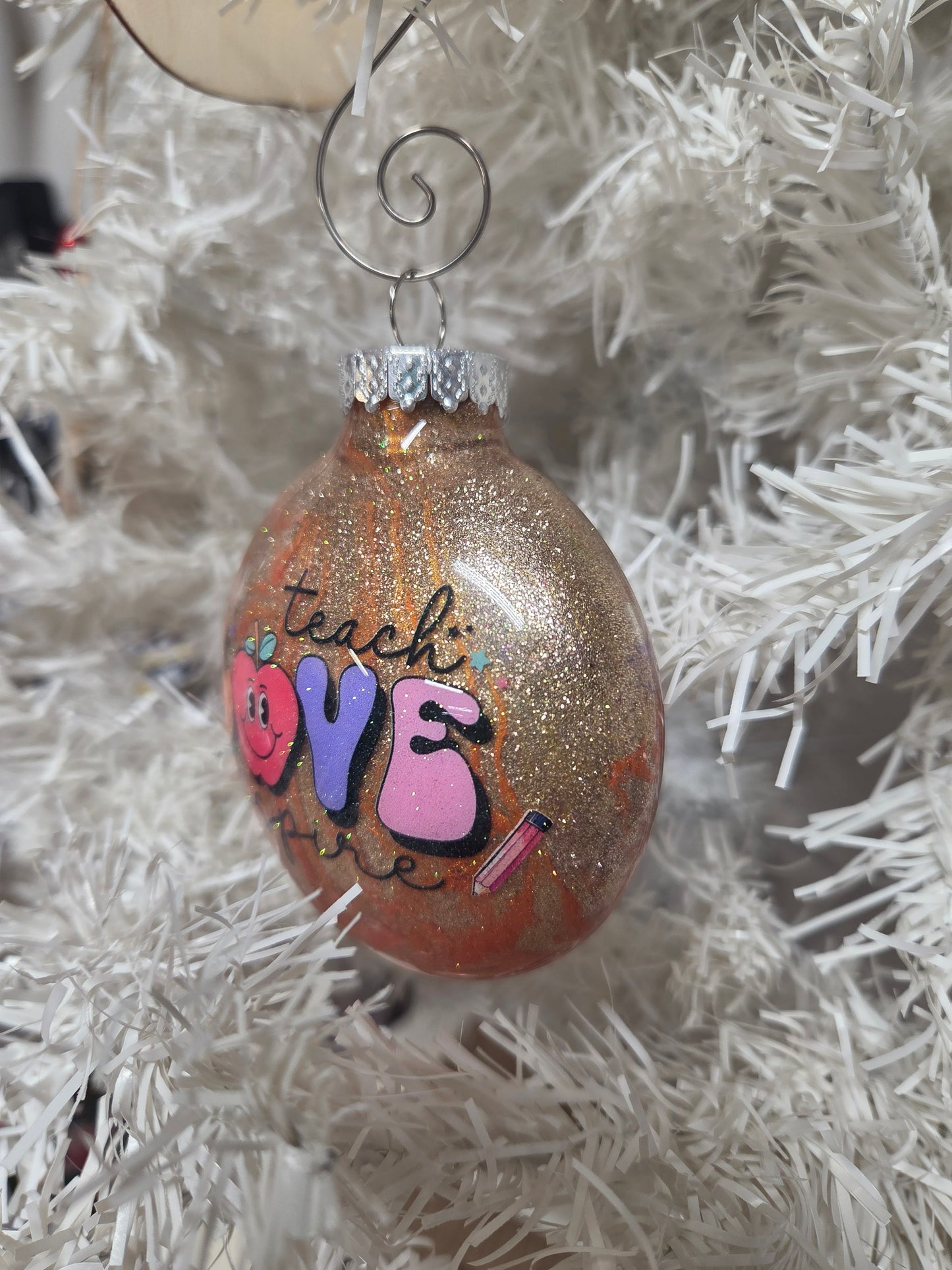 Teach • Love • Inspire – Glitter Ornament