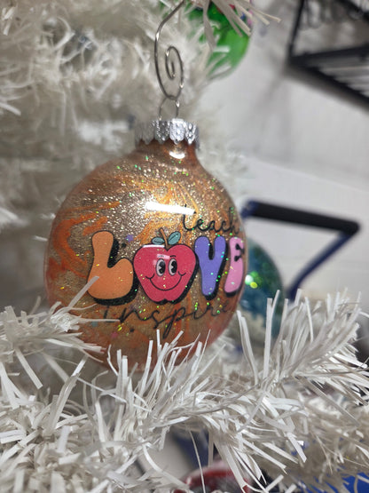 Teach • Love • Inspire – Glitter Ornament