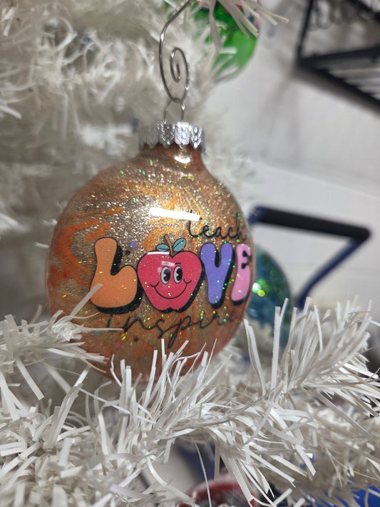 Teach • Love • Inspire – Glitter Ornament