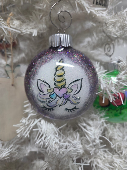 Handmade Glitter Unicorn Ornament
