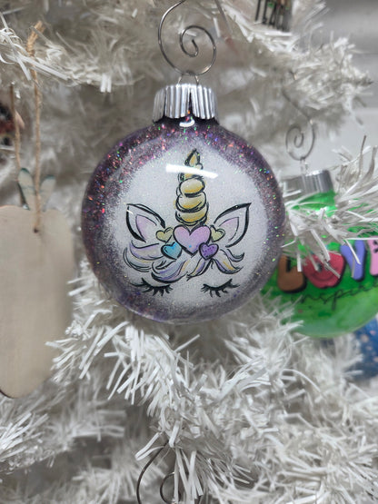 Handmade Glitter Unicorn Ornament