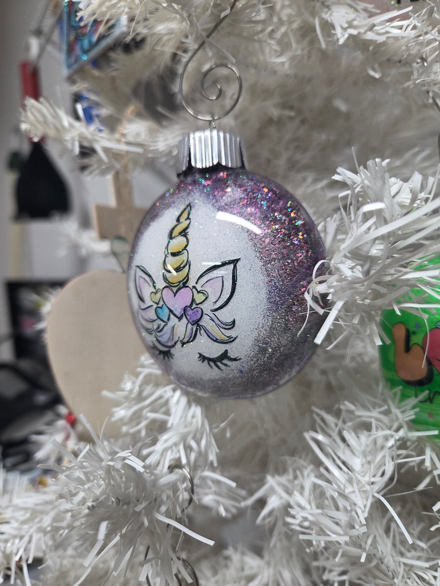 Handmade Glitter Unicorn Ornament