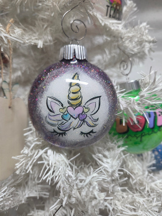 Handmade Glitter Unicorn Ornament
