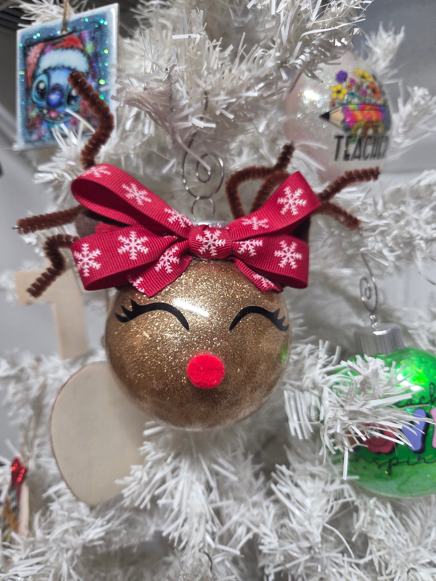 Handmade Glitter Reindeer Ornament