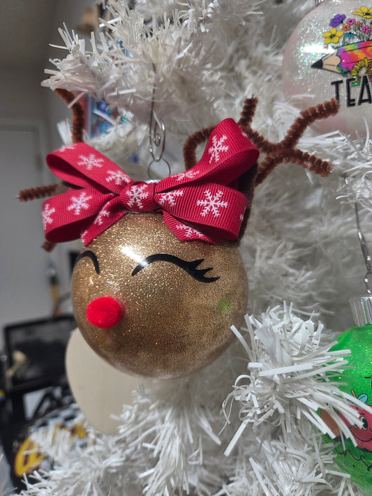 Handmade Glitter Reindeer Ornament