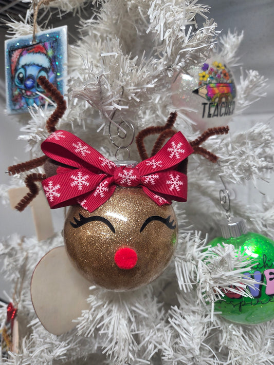 Handmade Glitter Reindeer Ornament