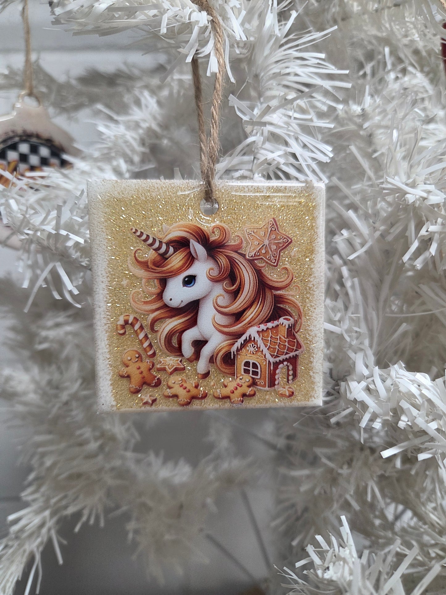 Gingerbread Unicorn Wooden Ornament