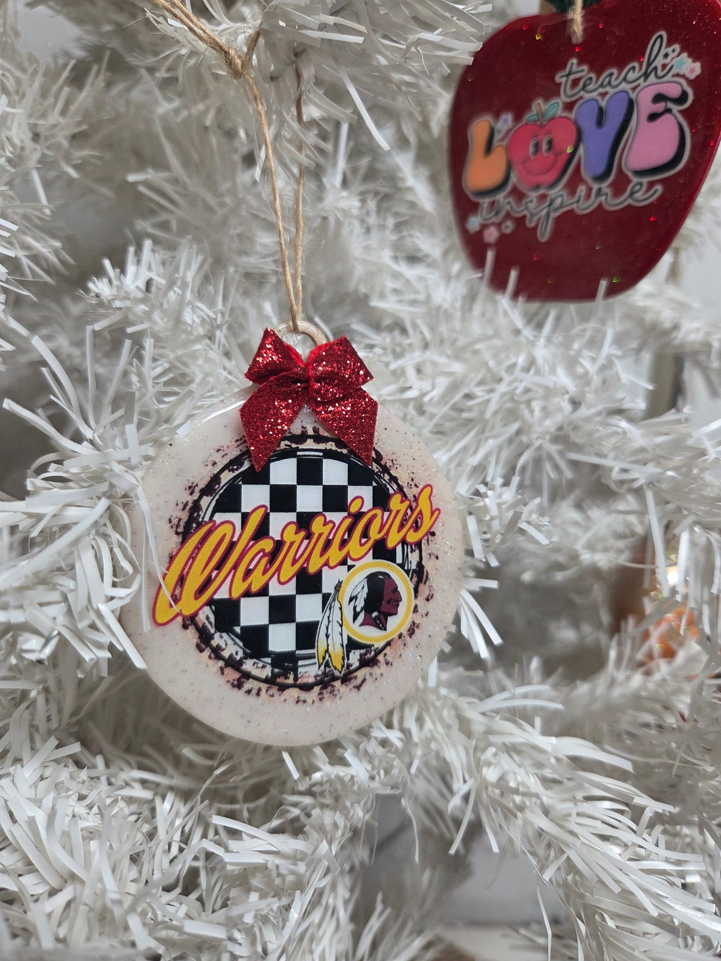 Warriors Wooden Christmas Ornament With Bow