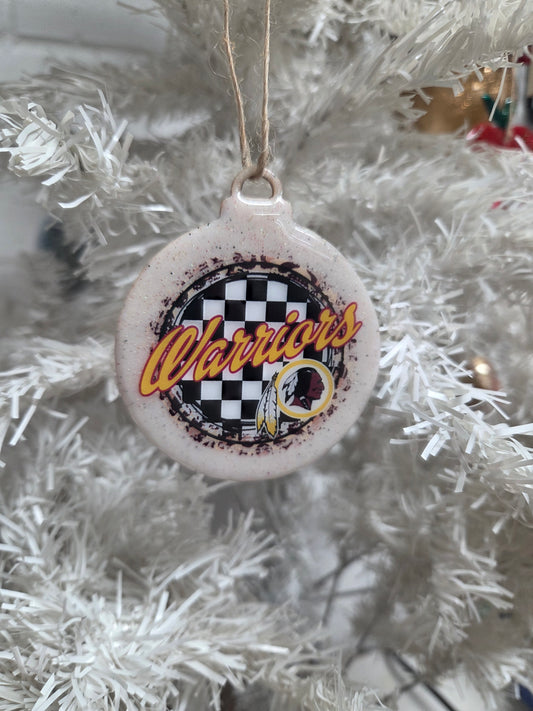 Warriors Wooden Christmas Ornament - Gold Text