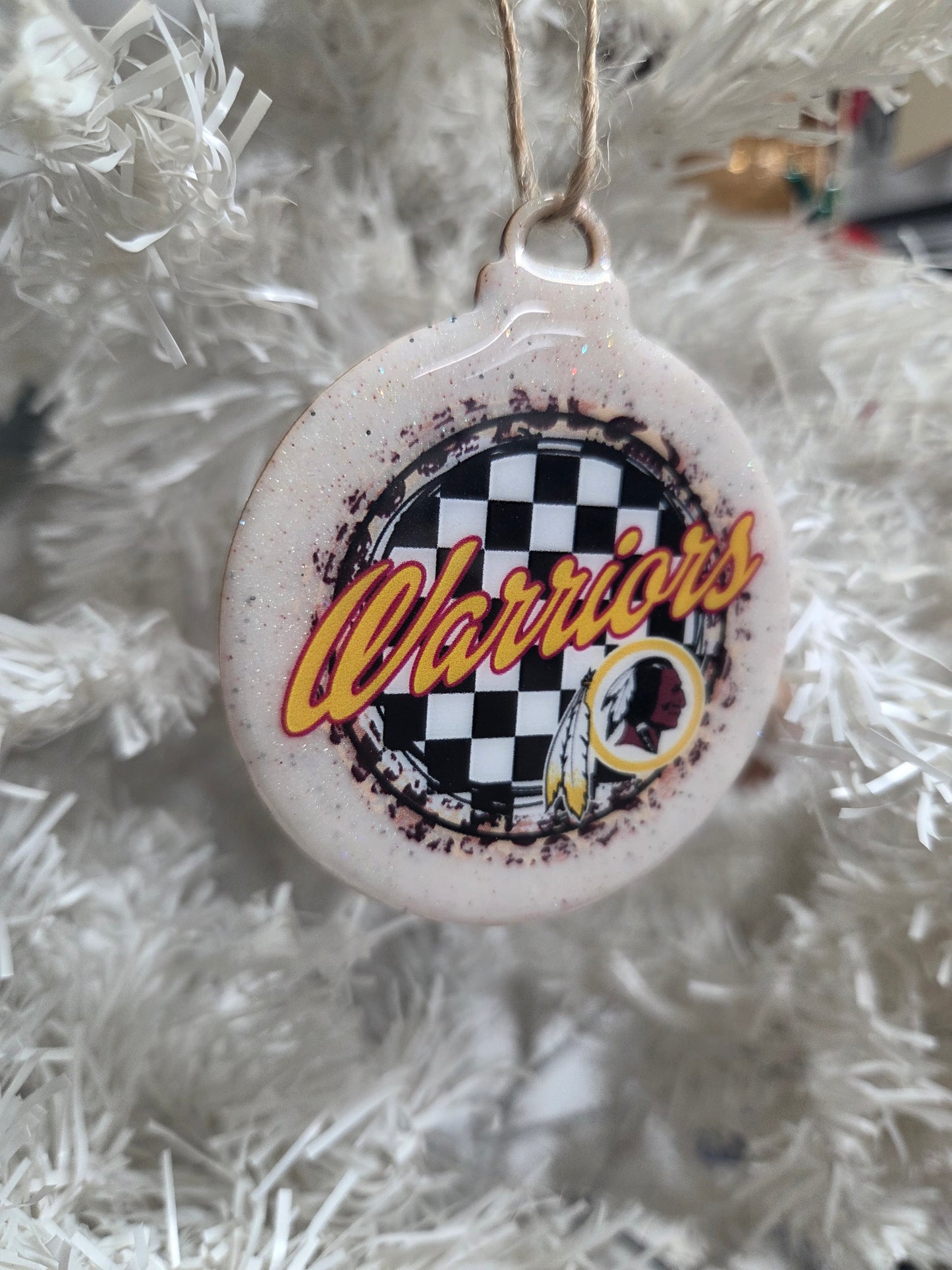 Warriors Wooden Christmas Ornament - Gold Text