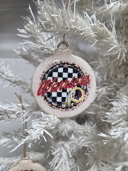 Warriors Wooden Christmas Ornament - Cardinal Text