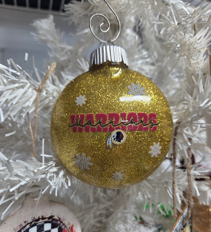 Warriors Glitter Christmas Ornament – Gold Sparkle Holiday Ornament