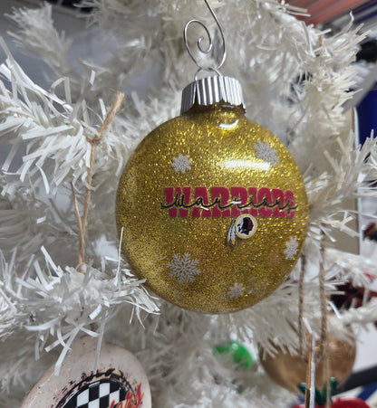 Warriors Glitter Christmas Ornament – Gold Sparkle Holiday Ornament