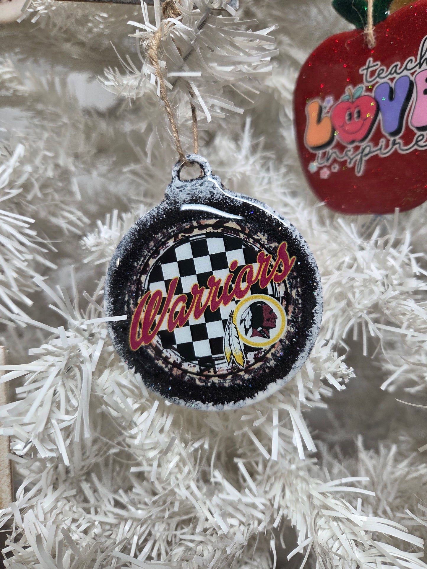 Warriors Round Wooden Christmas Ornament