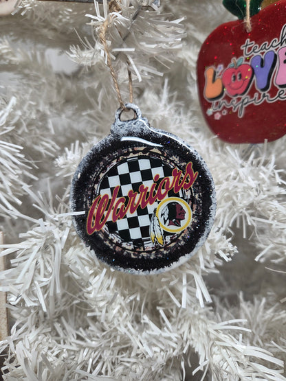 Warriors Round Wooden Christmas Ornament