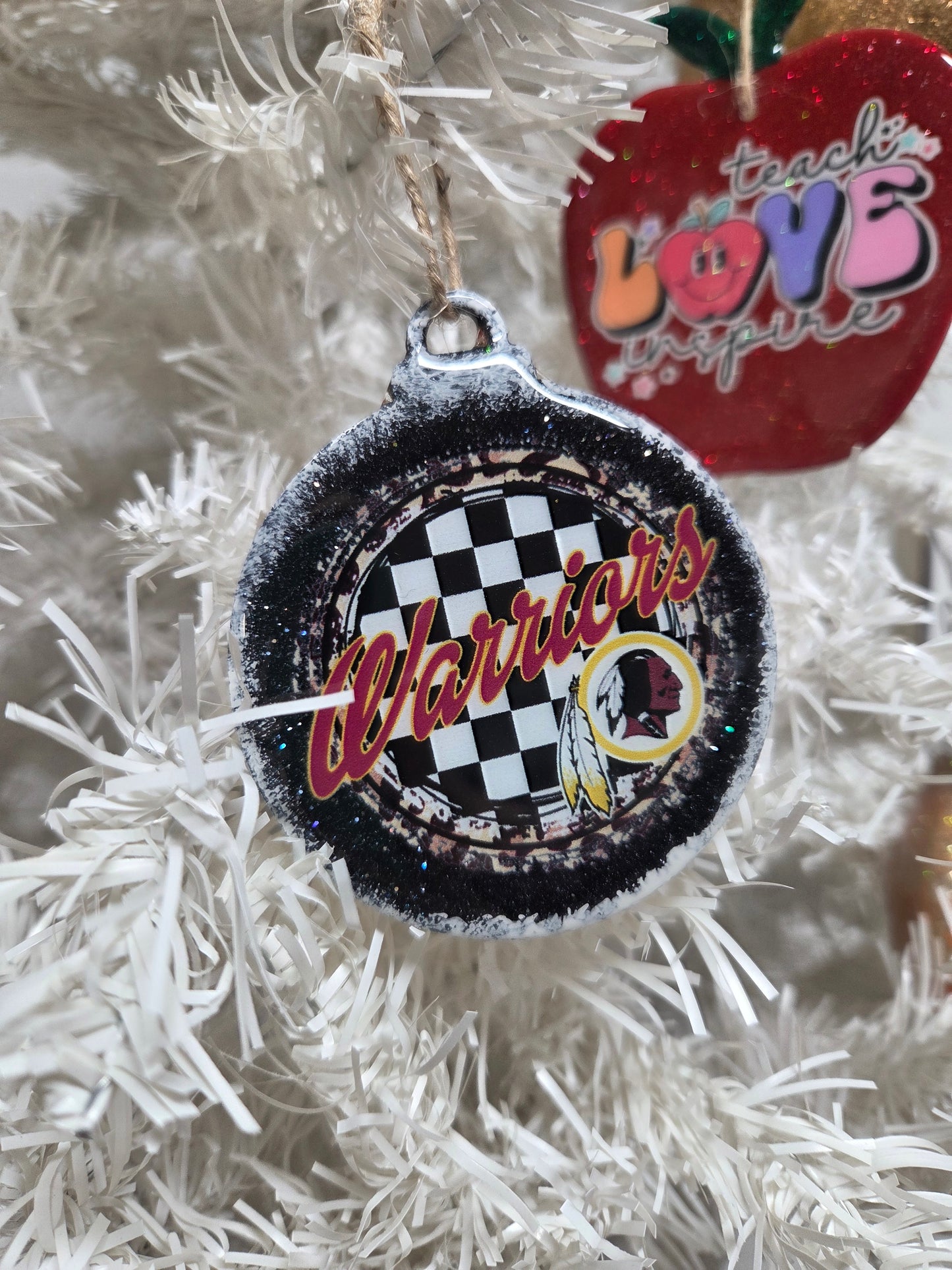 Warriors Round Wooden Christmas Ornament