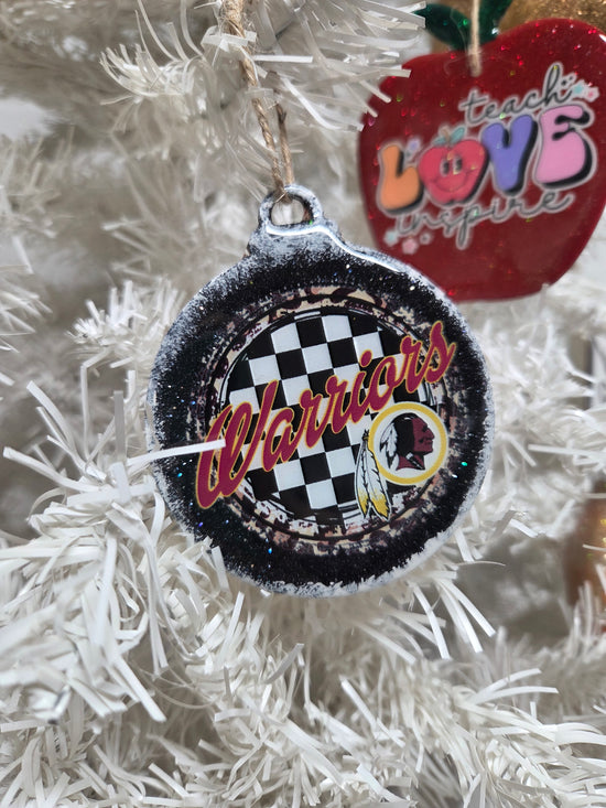 Warriors Round Wooden Christmas Ornament