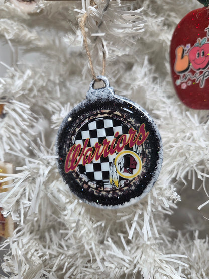 Warriors Round Wooden Christmas Ornament