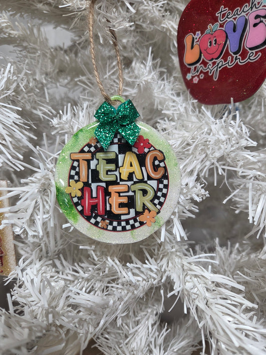 TEACHER Wooden Ornament – Handmade Christmas Ornament