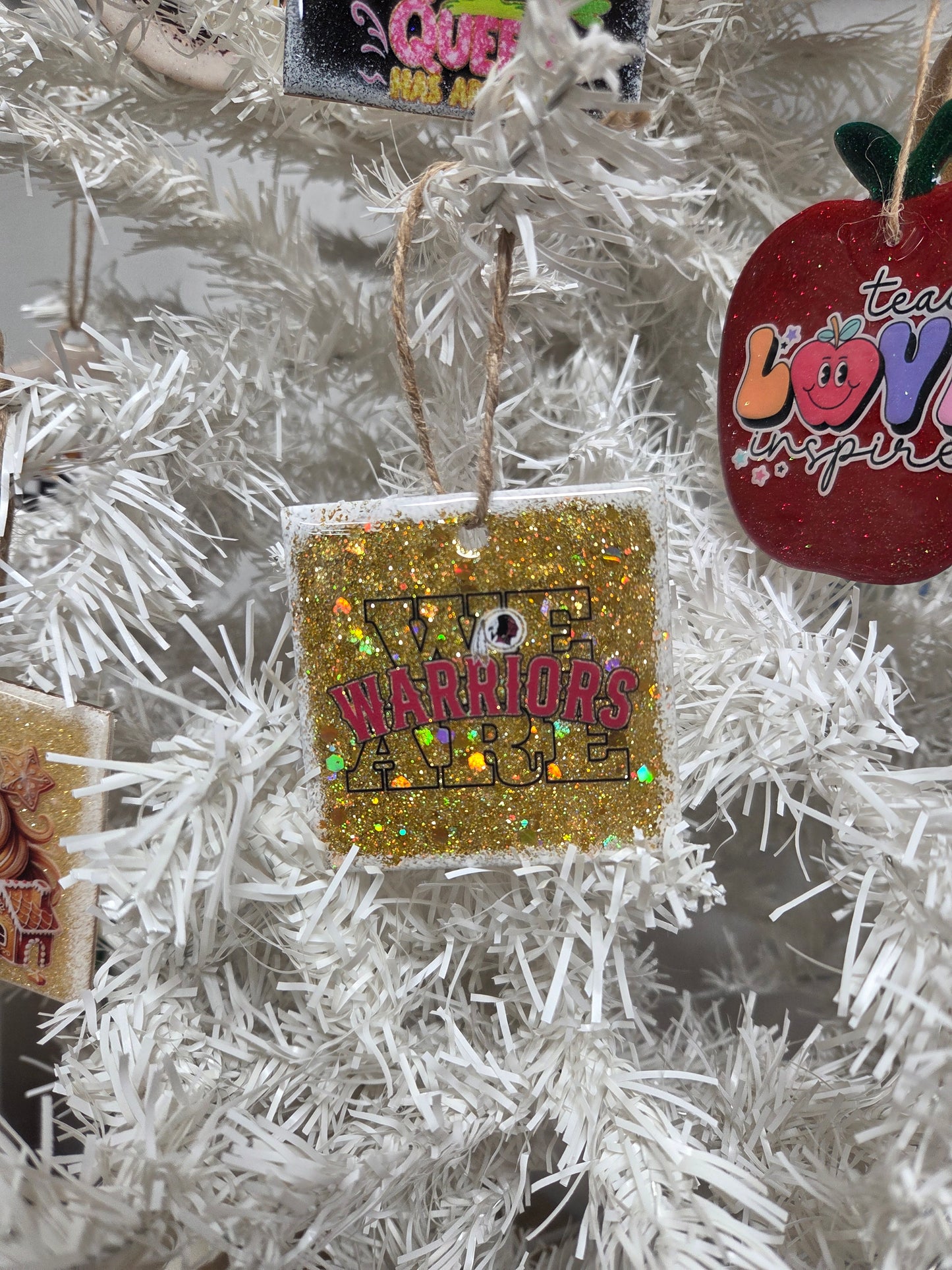 “We Are Warriors” Glitter Wooden Ornament