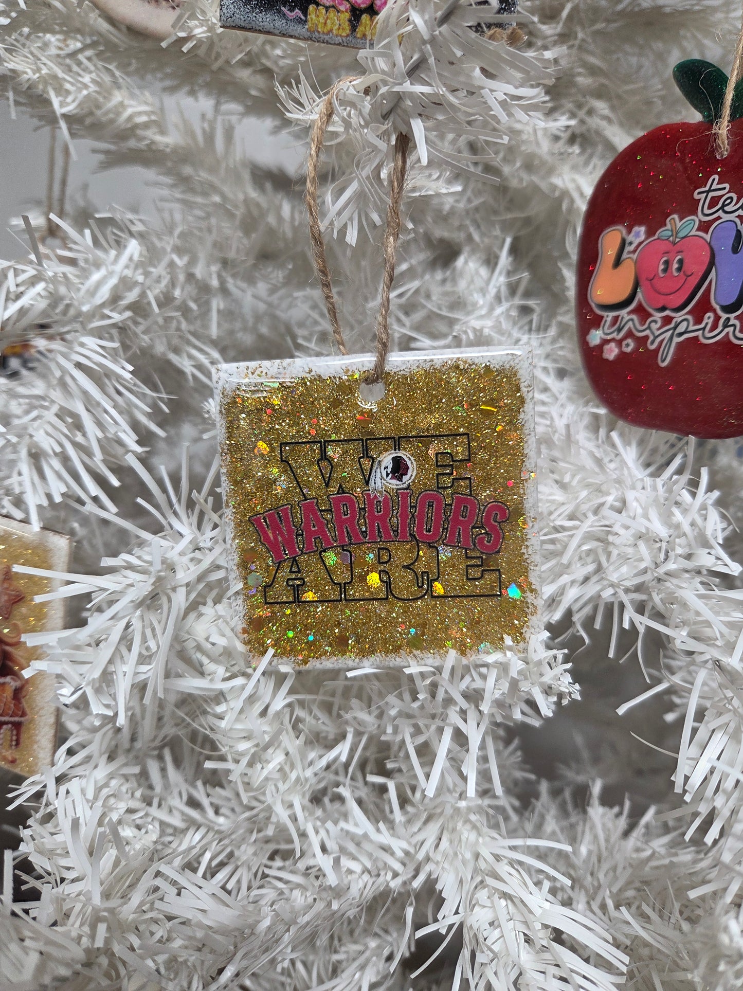 “We Are Warriors” Glitter Wooden Ornament