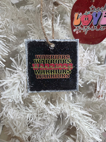 Warriors Stacked Wooden Christmas Ornament