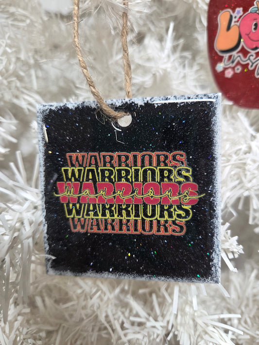 Warriors Stacked Wooden Christmas Ornament