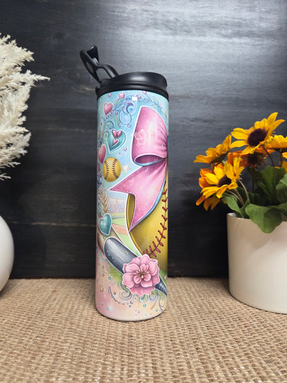 20oz Coquette Softball Water Bottle