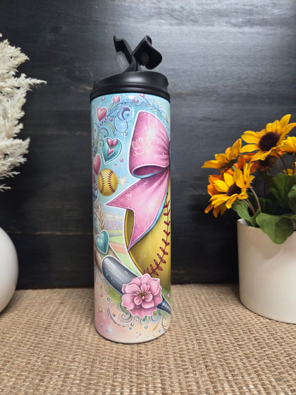 20oz Coquette Softball Water Bottle