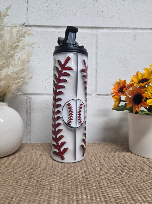 20oz Baseball Floral Water Bottle Tumbler