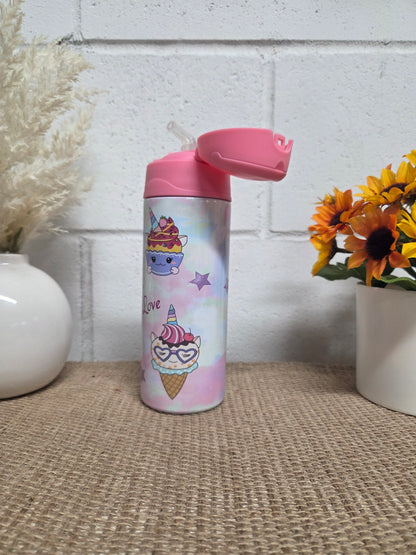 Personalized Kids Pop-Top Tumbler – Unicorn Cake Design with Straw Lid