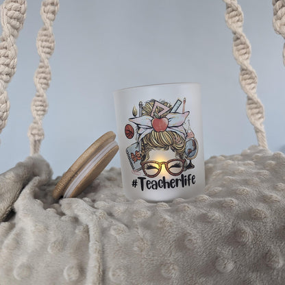 #TeacherLife Frosted Glass Candle Holder | LED Tea Light Included