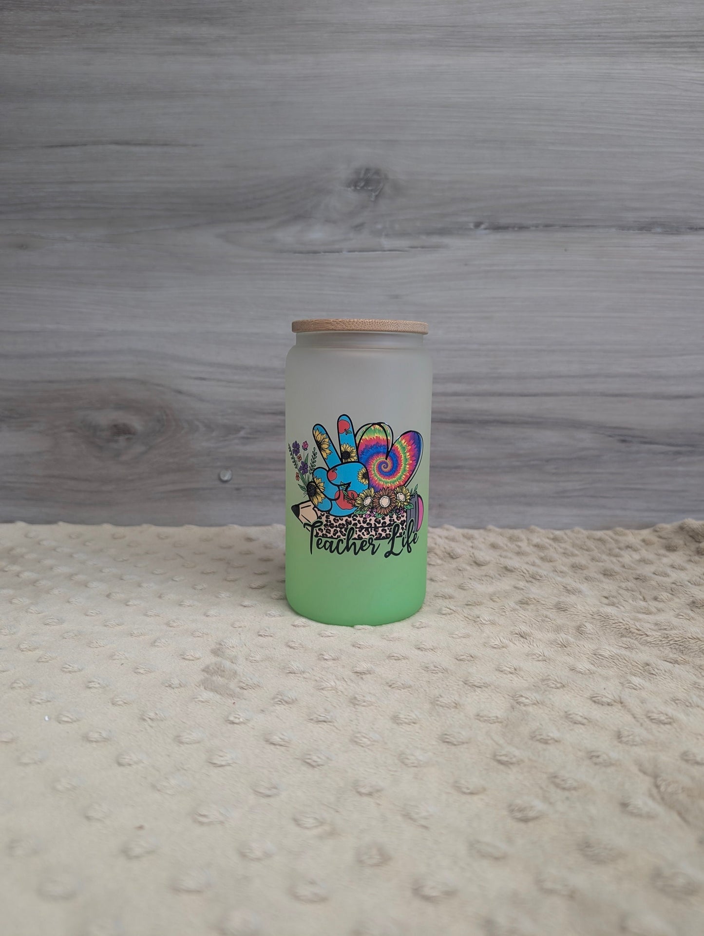 Teacher Life Frosted Glass Can