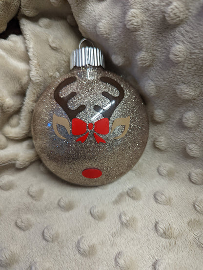 Personalized Reindeer Christmas Ornament – Glitter Holiday Ornament