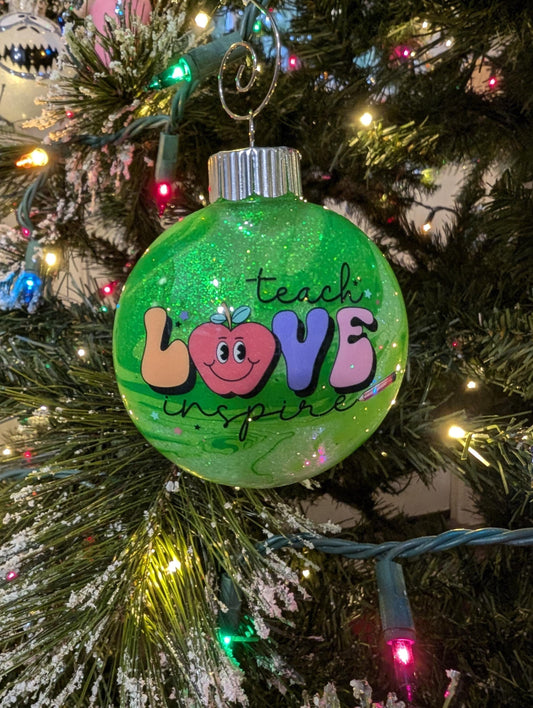 Teach • Love • Inspire – Handmade Teacher Ornament
