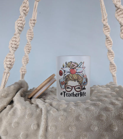 #TeacherLife Frosted Glass Candle Holder | LED Tea Light Included