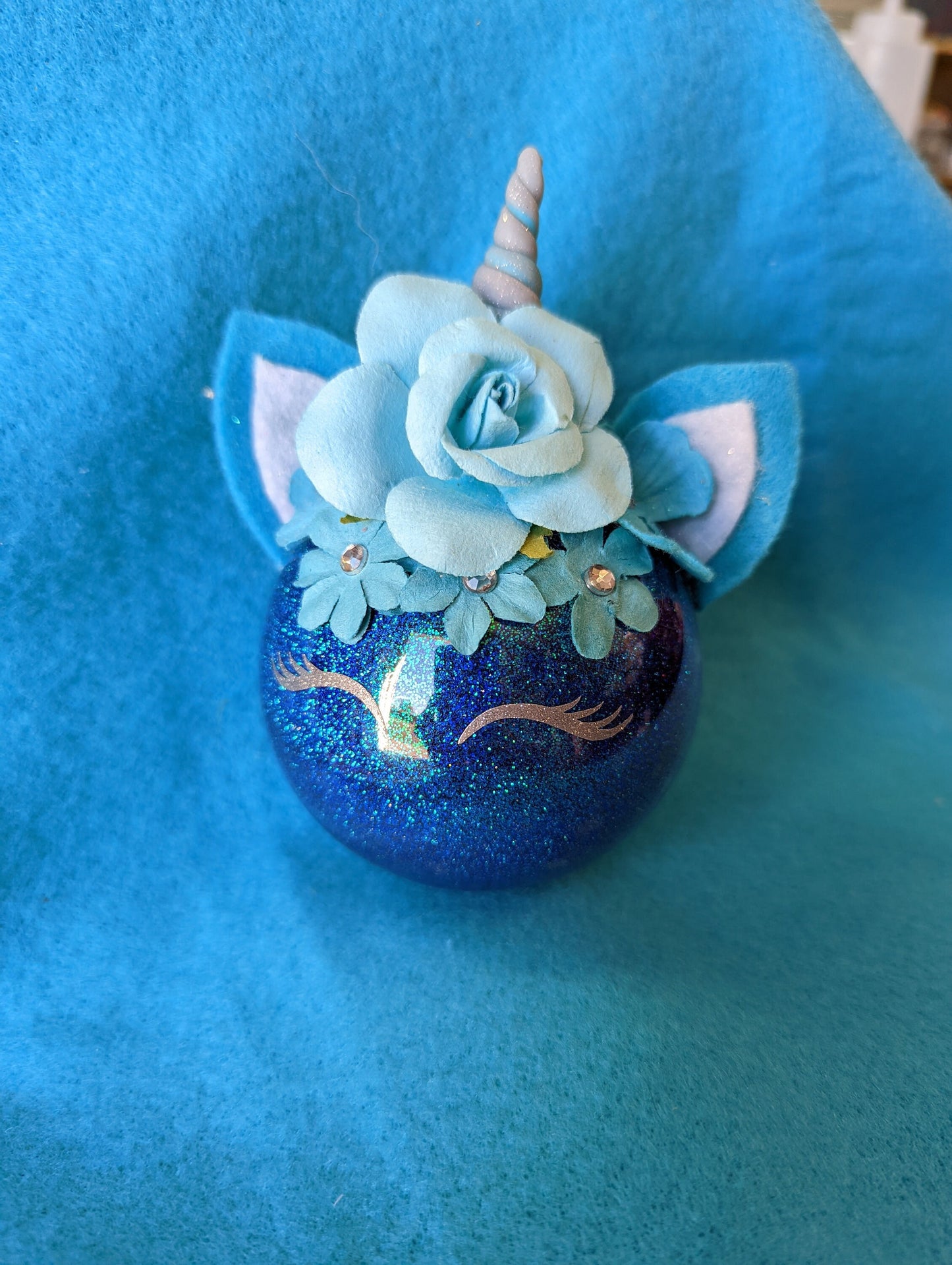 Handmade Blue Unicorn Ornament