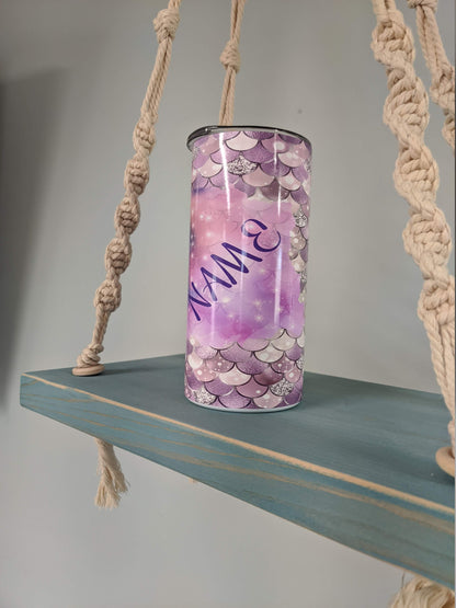 Personalized Mermaid Tumbler – 20oz Skinny Stainless Steel Cup