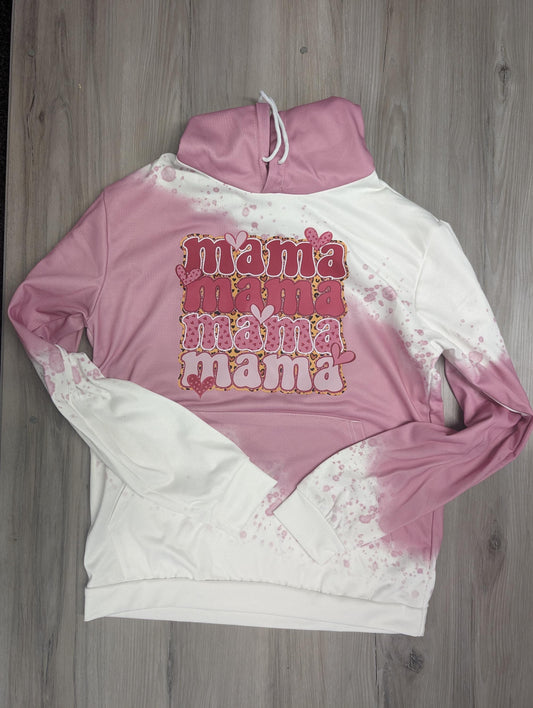 Mama Valentine Hoodie – Pink Bleach-Style Sweatshirt