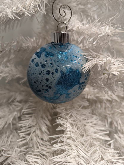 “Feeling Christmassy” Handmade Ornament | Blue Glitter Reindeer Ornament