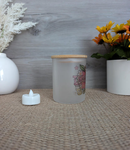 Teacher Frosted Glass Candle Holder | LED Tea Light Included
