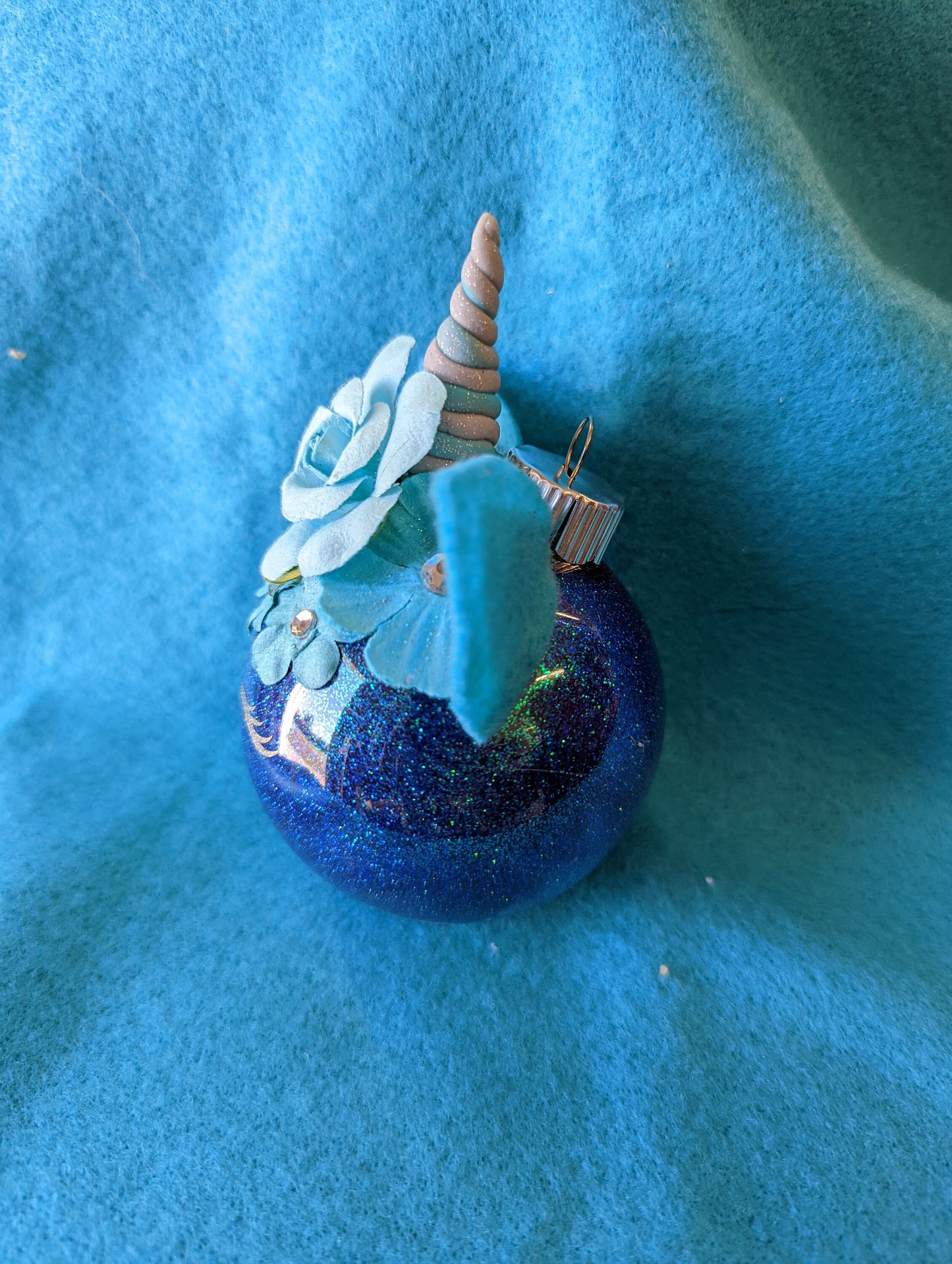 Handmade Blue Unicorn Ornament