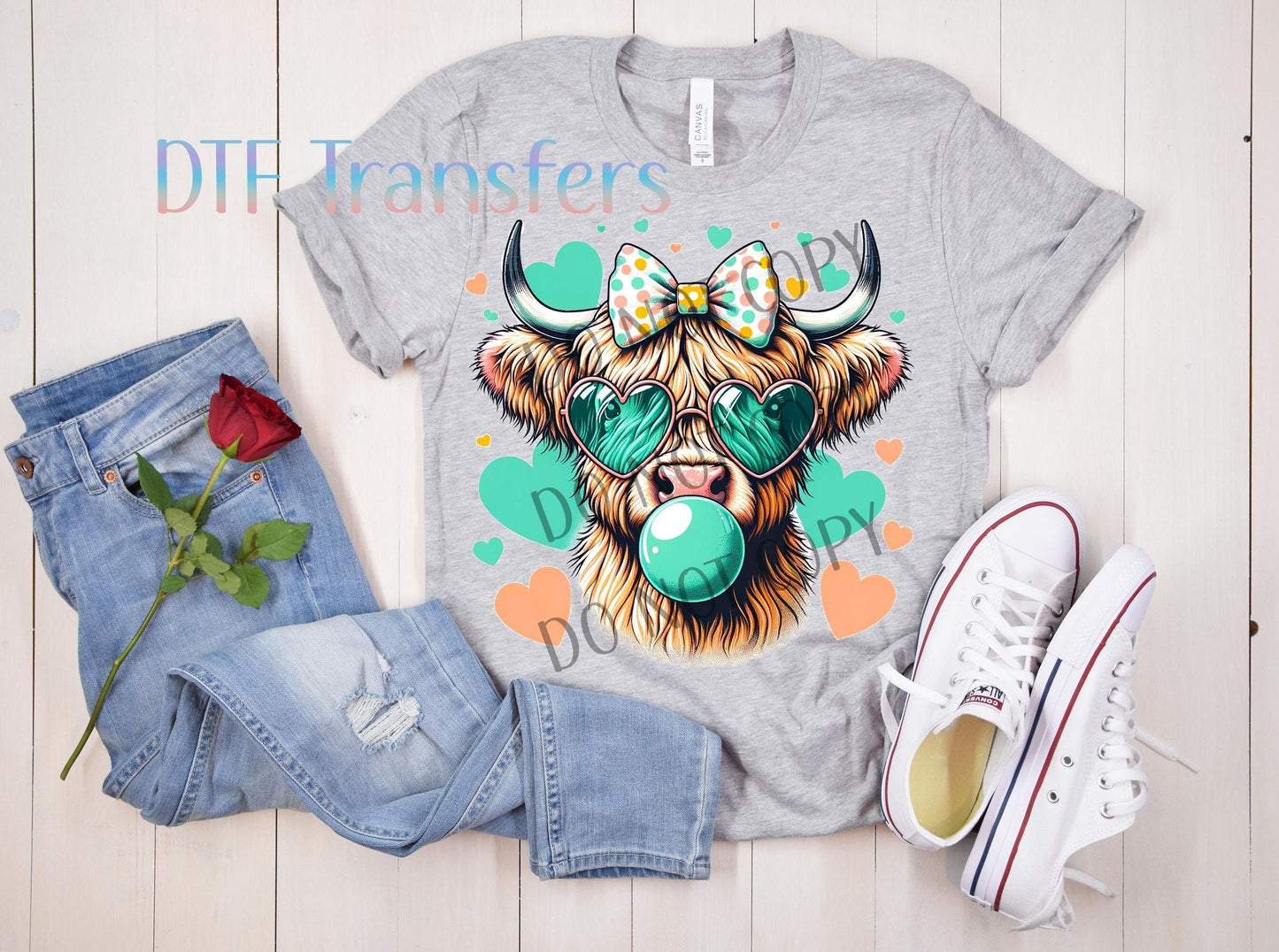 Valentine Highland Cow Transfer