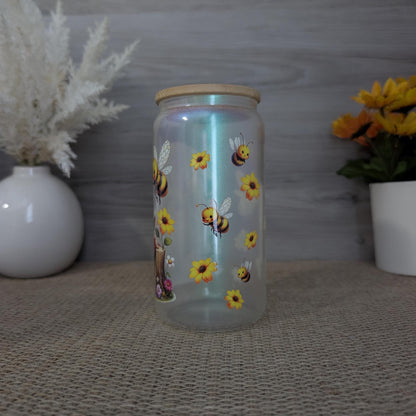 Spring Gnome 16oz Frosted Glass Can