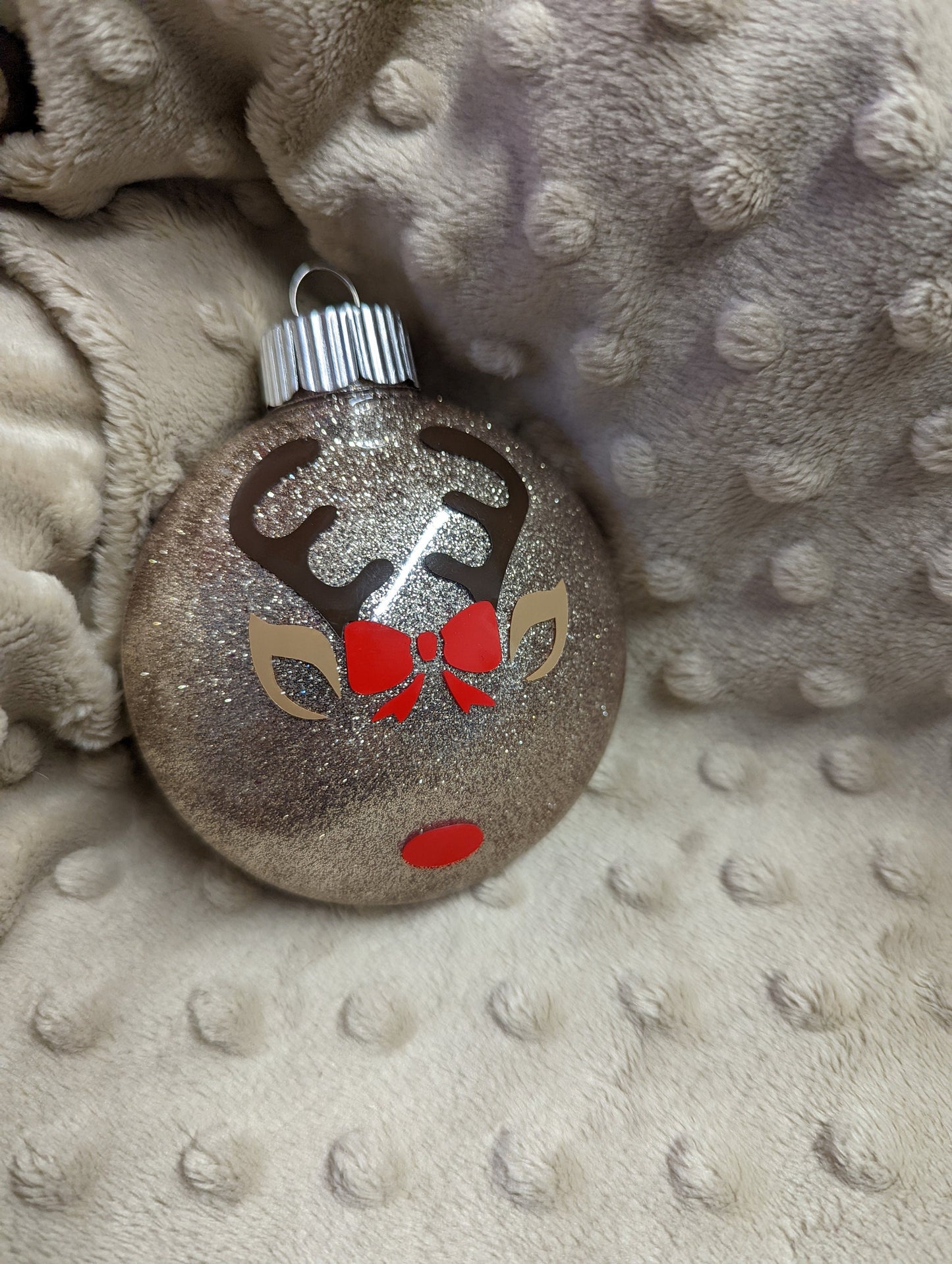 Personalized Reindeer Christmas Ornament – Glitter Holiday Ornament