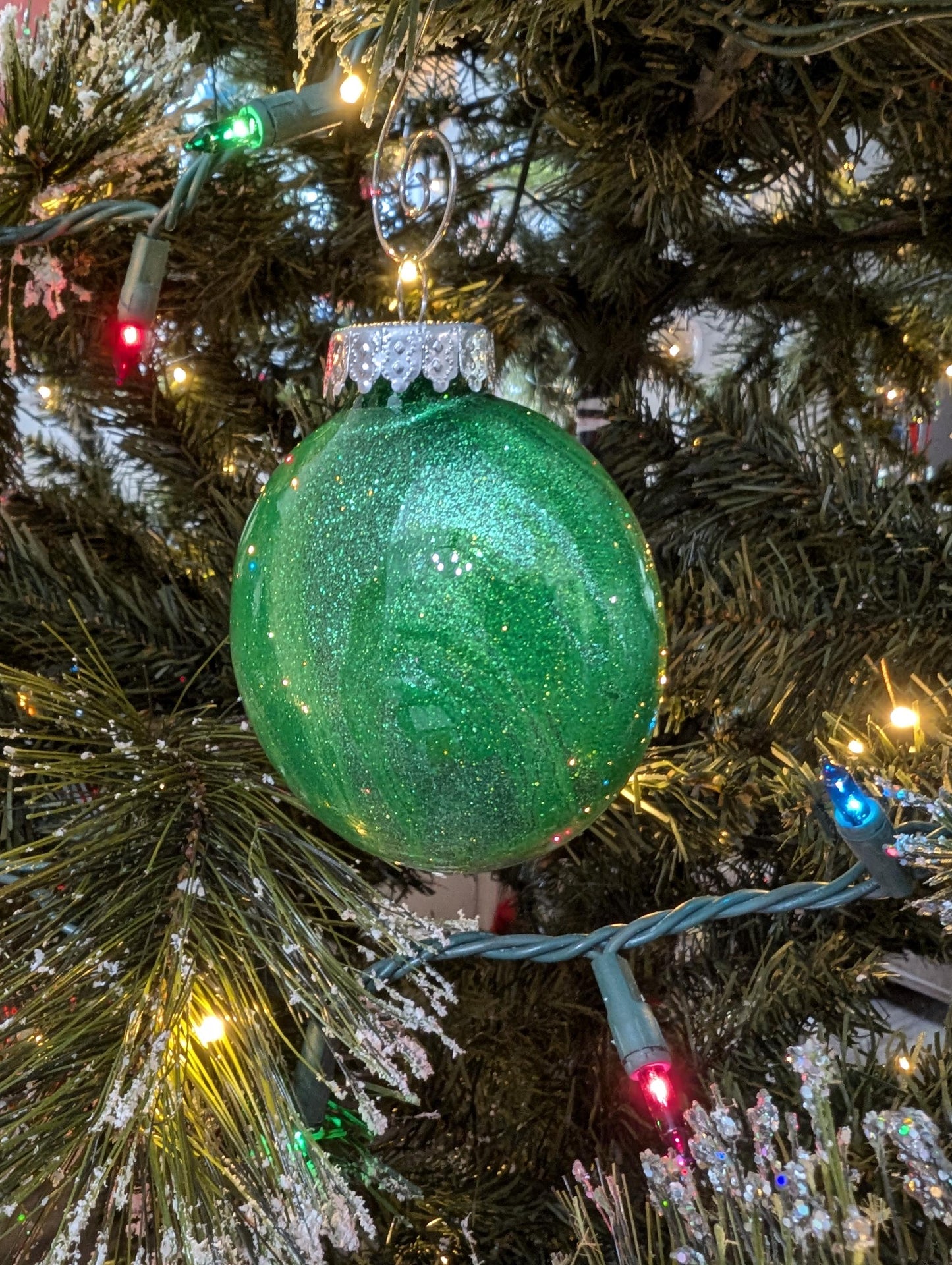 Handmade Green Glitter “Teacher” Ornament