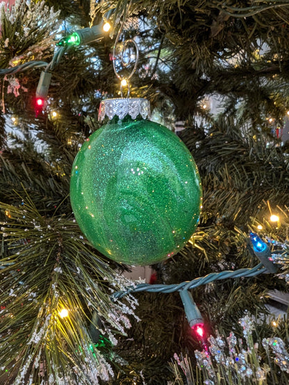 Handmade Green Glitter “Teacher” Ornament