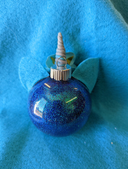 Handmade Blue Unicorn Ornament