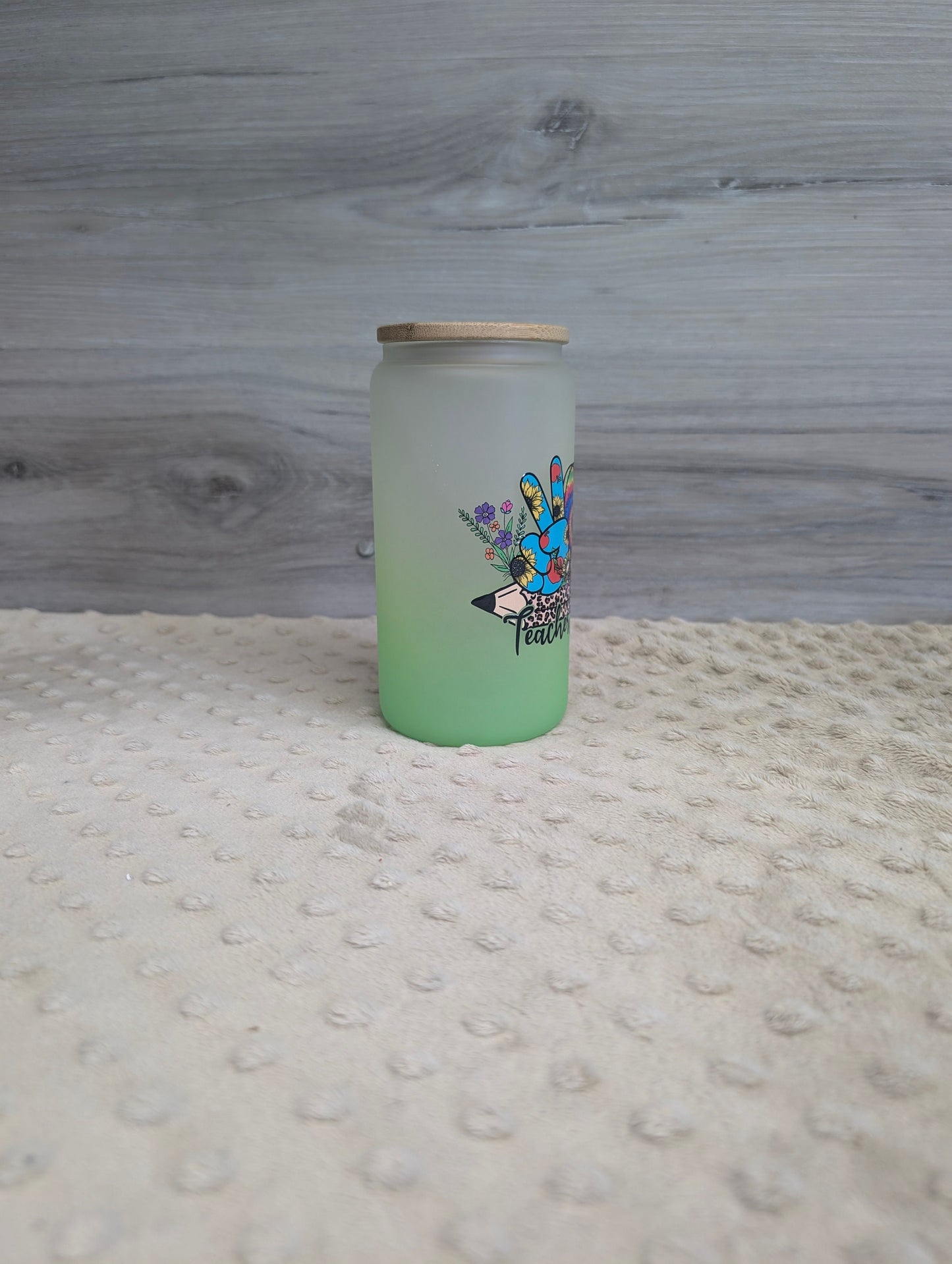 Teacher Life Frosted Glass Can