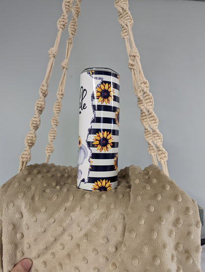 Stay Humble Sunflower Elephant Tumbler – 20oz Skinny Stainless Steel Cup